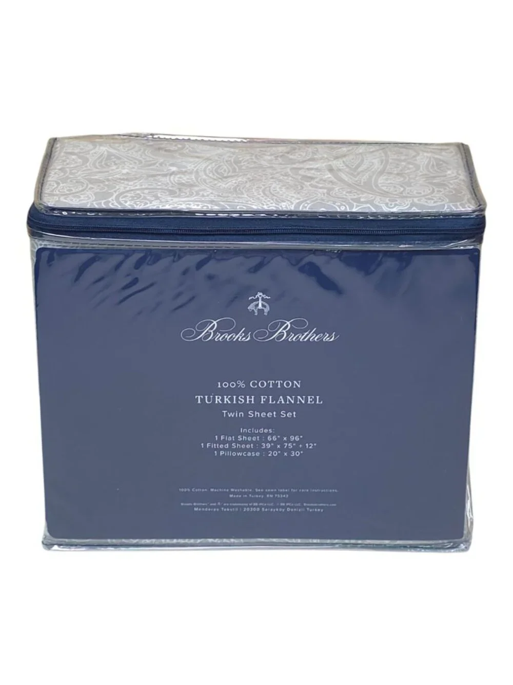 Brooks Brothers 100% Cotton Turkish Flannel Twin Sheet Set
